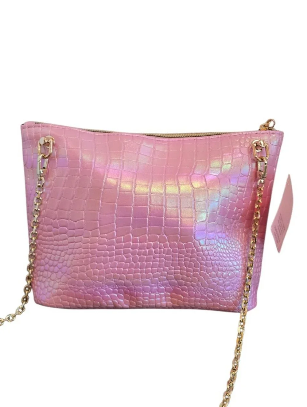Juicy Couture Metallic Iridescent Pink Converted Makeup Crossbody Bag